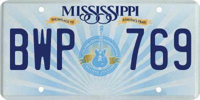 MS license plate BWP769