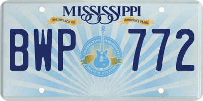 MS license plate BWP772