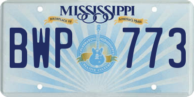 MS license plate BWP773