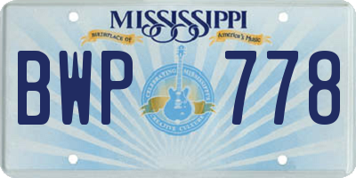 MS license plate BWP778