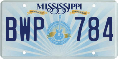 MS license plate BWP784
