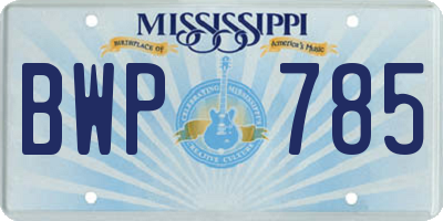 MS license plate BWP785