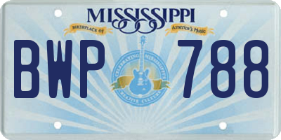 MS license plate BWP788