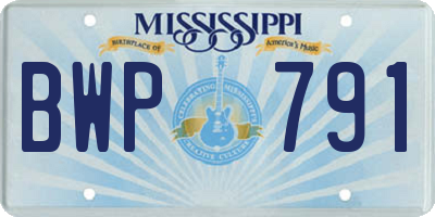 MS license plate BWP791