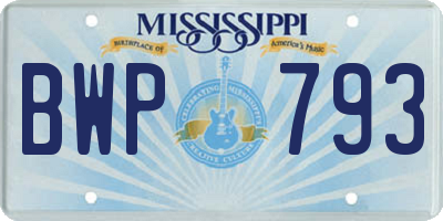 MS license plate BWP793