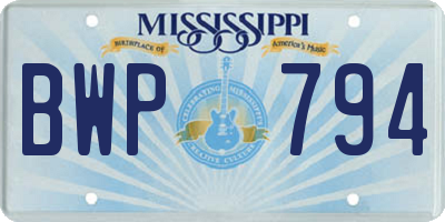 MS license plate BWP794