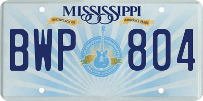 MS license plate BWP804