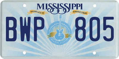 MS license plate BWP805