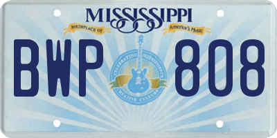 MS license plate BWP808