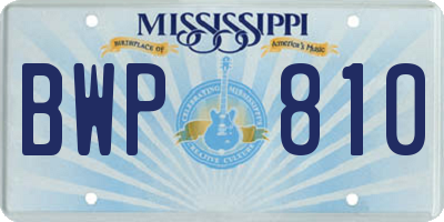 MS license plate BWP810