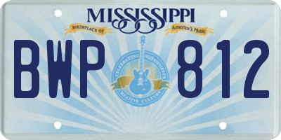 MS license plate BWP812