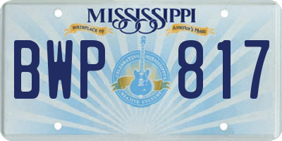 MS license plate BWP817