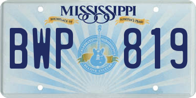 MS license plate BWP819