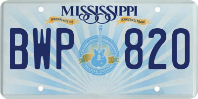 MS license plate BWP820