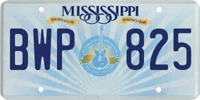 MS license plate BWP825