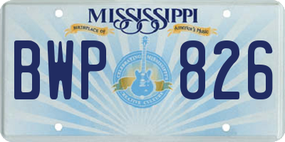 MS license plate BWP826