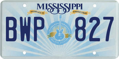 MS license plate BWP827