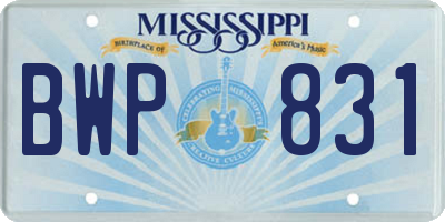 MS license plate BWP831