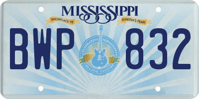 MS license plate BWP832