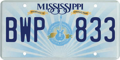 MS license plate BWP833