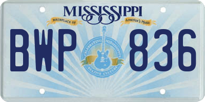MS license plate BWP836