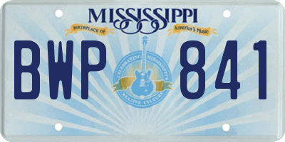 MS license plate BWP841