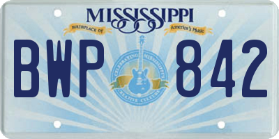MS license plate BWP842