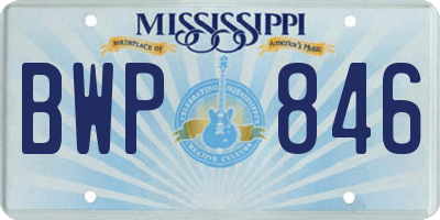 MS license plate BWP846
