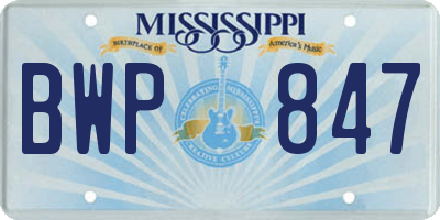 MS license plate BWP847