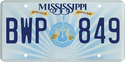 MS license plate BWP849