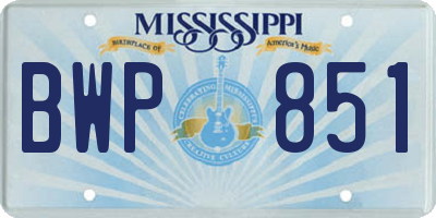 MS license plate BWP851