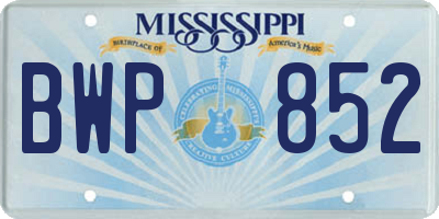 MS license plate BWP852