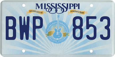 MS license plate BWP853