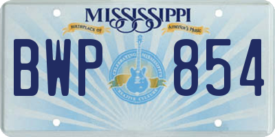 MS license plate BWP854