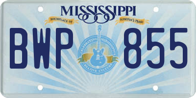 MS license plate BWP855