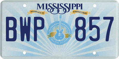 MS license plate BWP857