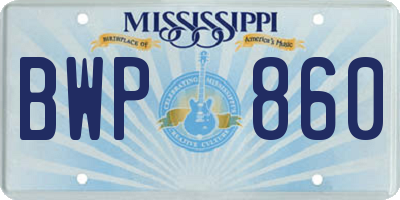 MS license plate BWP860