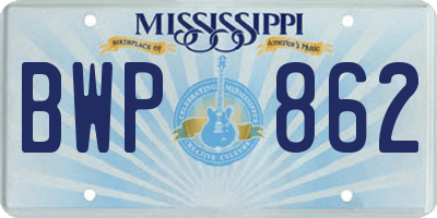 MS license plate BWP862