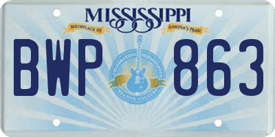 MS license plate BWP863