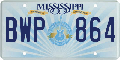 MS license plate BWP864