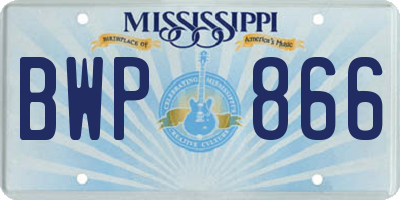 MS license plate BWP866
