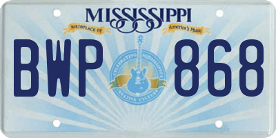 MS license plate BWP868