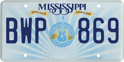 MS license plate BWP869