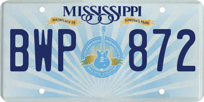 MS license plate BWP872