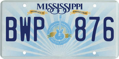 MS license plate BWP876