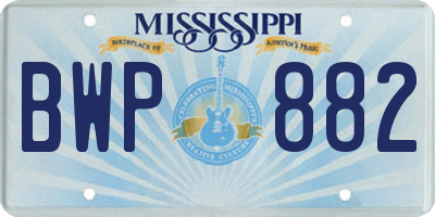 MS license plate BWP882
