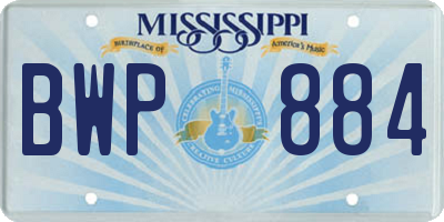 MS license plate BWP884