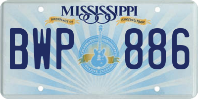 MS license plate BWP886