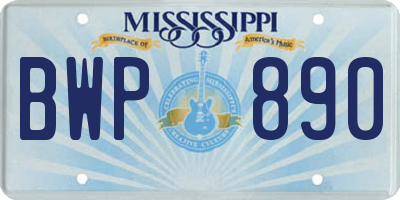 MS license plate BWP890
