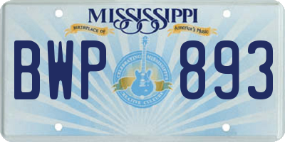 MS license plate BWP893
